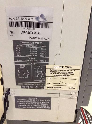 Used ABB 100 Amp Instantaneous Trip Breaker S3L-100 #73804