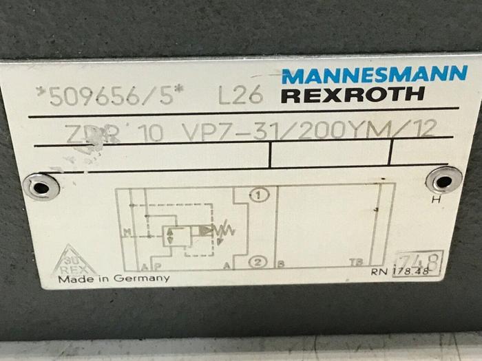 Used REXROTH Directional Valve ZDR10VP731200YM12 #135565