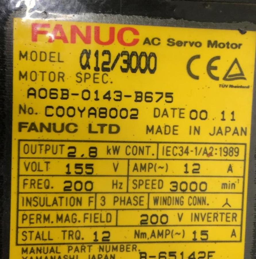 Used FANUC Servo Motor A06B-0143-3675 USED