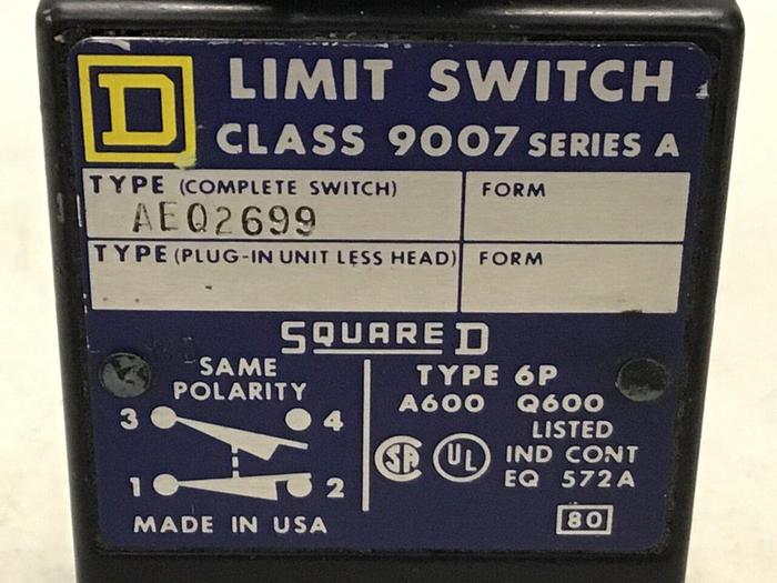 Used SQUARE D Limit Switch 9007-AEQ2699 #121410