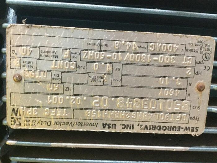 Used SEW EURODRIVE Inverter Motor DFT90L4BMG2HRMM15B Used