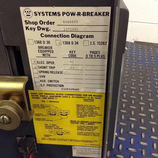 Used WESTINGHOUSE Breaker SPB 65 Used