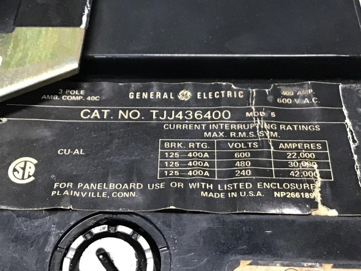 Used GENERAL ELECTRIC / GE 400 Amp Circuit Breaker TJJ436400 USED