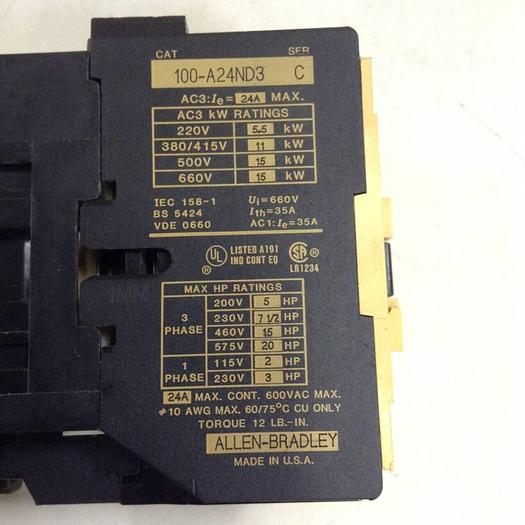 Used ALLEN BRADLEY Contactor 100-A24ND3 SER C #83939