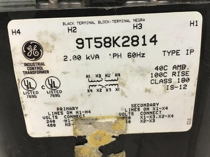 Used GENERAL ELECTRIC 2.00 kVA Transformer 9T58K2814 USED
