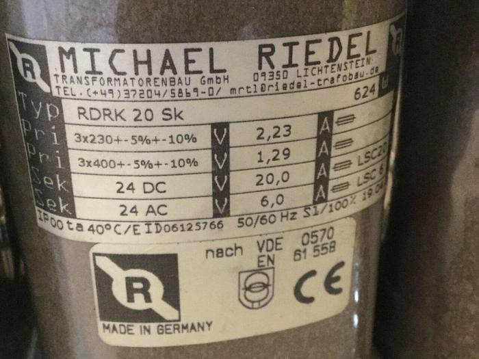 Used MICHAEL RIEDEL .93 kVA Transformer RDRK 20 SK USED #102024
