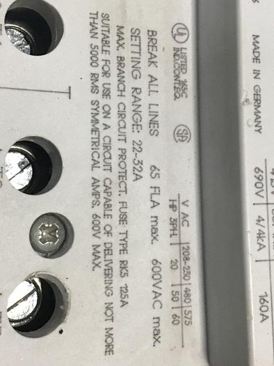 Used SIEMENS Motor Starter 3VU1600-0MP00 #129555