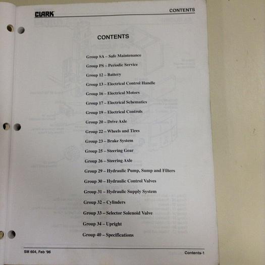 Used CLARK EQUIPMENT Service Manual SM-604 #70740