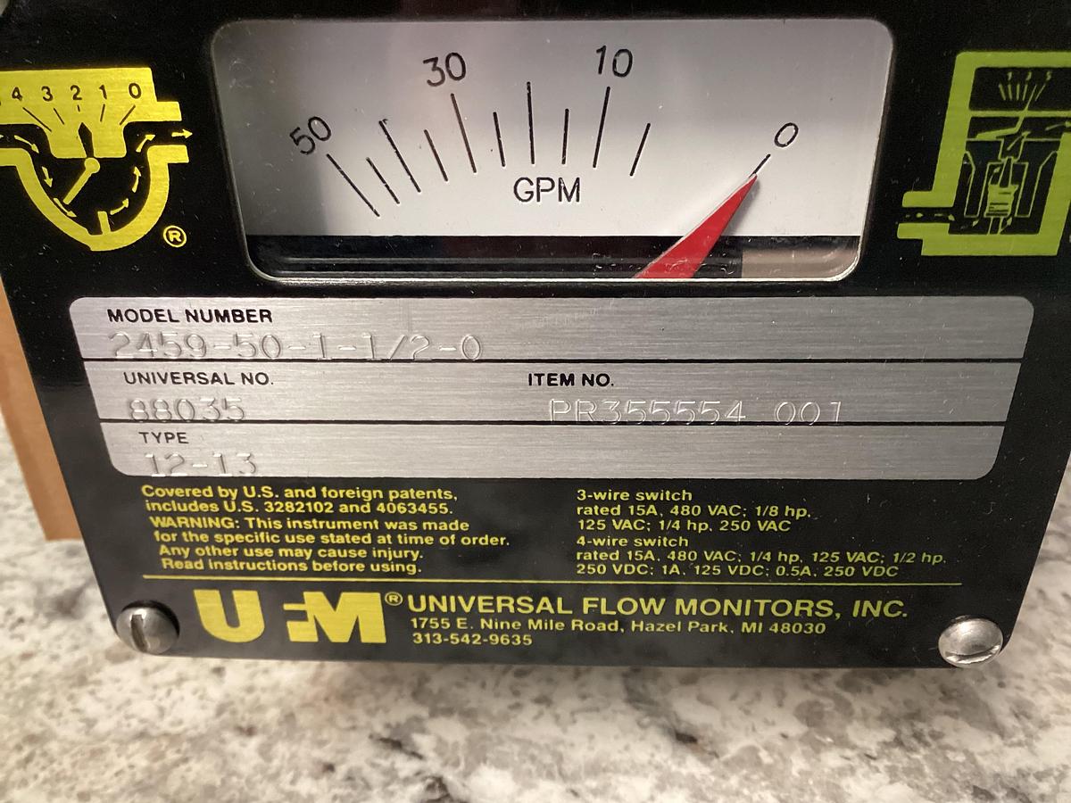 UNIVERSAL FLOW MONITORS Flow Rate Indicator 2459-50-1-1/2-0 #32208