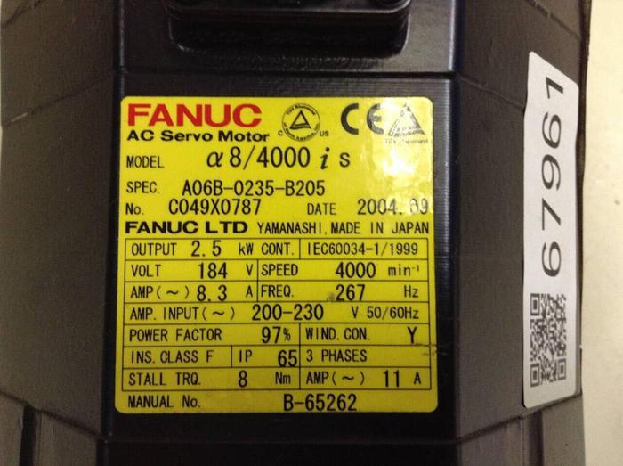 Used FANUC AC Servo Motor A06B-0235-B205 Used
