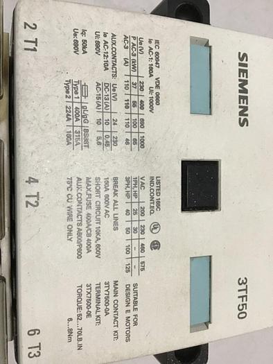 Used SIEMENS Contactor 3TF50 #141382