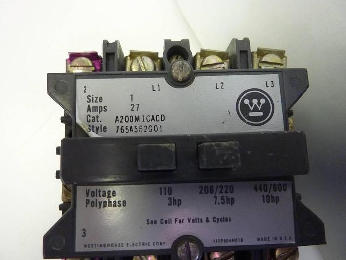 Used WESTINGHOUSE Motor Starter Size 1 A200M1CACD Used