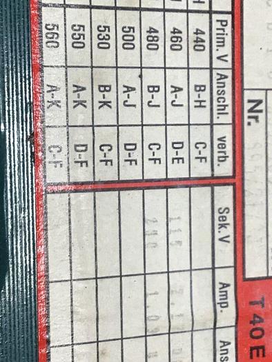 Used ISMET Transformer CSTU 895/21/3J #120103