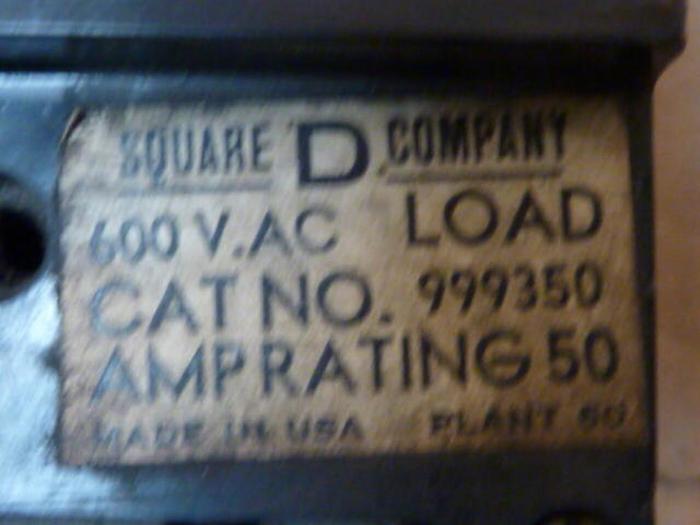Used SQUARE D 50 Amp Circuit Breaker 999350 #32443