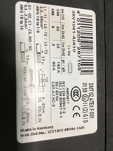 Used SIEMENS Contactor 3RV1041-4JA10 #138548