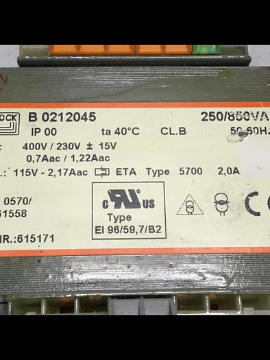 Used BLOCK 0.25 / 0.85 kVA Transformer B0212045 Used