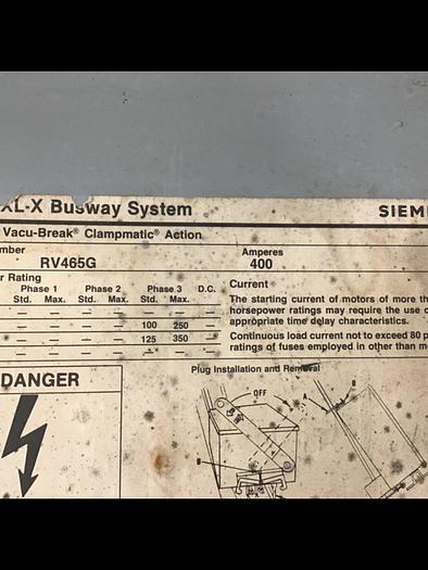 Used SIEMENS ITE Fusible Switch RV465 #137261