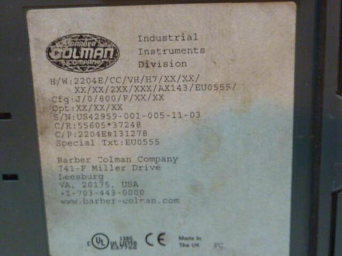 Used BARBER COLMAN Controller 2204E/CC/VH/H7/XX/XX/XX/XX/2XX/XXX/AX143/EU055S/ #33183
