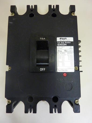 Used FUJI ELECTRIC 15 Amp Circuit Breaker SA53H-15 #46827