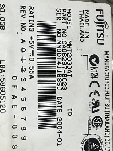 Used FUJITSU Hard Drive MHT2030AT #128730