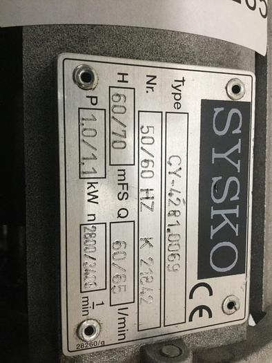 Used SYSKO CORPORATION Pump & 3 PH Motor CY-4281.0069 #116235