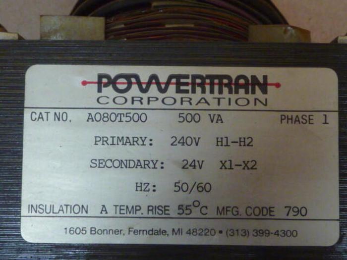 Used POWERTRAN 0.5 kVA Transformer A080T500 #34994