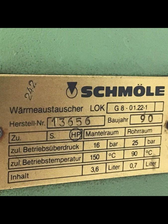 Used SCHMOLE Heat Exchanger G8-01.22-1 #135888