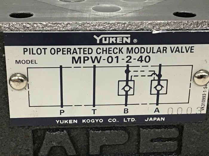 Used YUKEN Check Modular Valve MPW-01-2-40 #111599