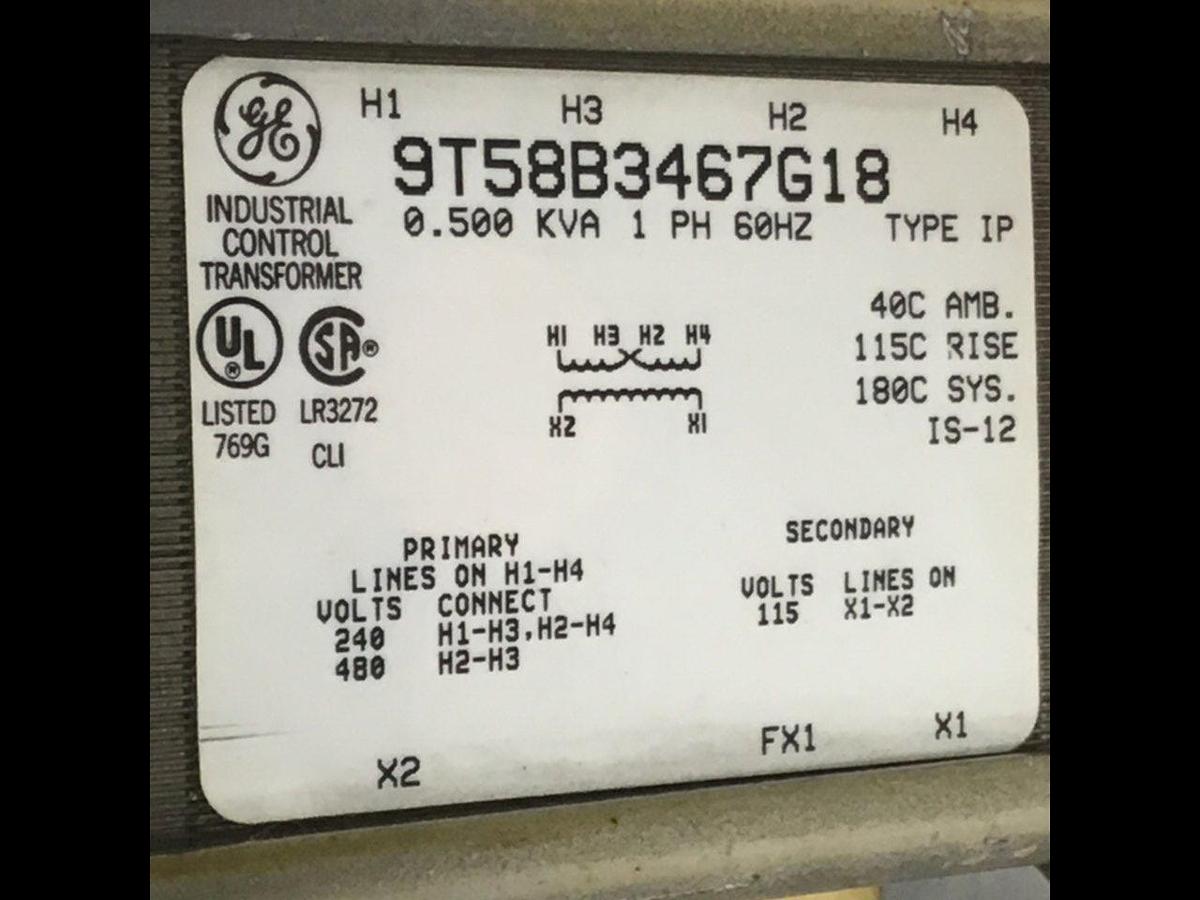 Used GENERAL ELECTRIC 0.500 kVA Transformer 9T58B3467G18 USED