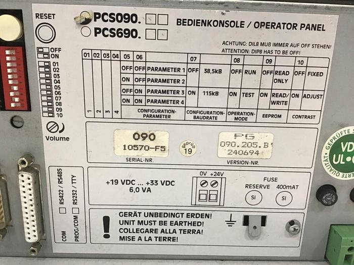 Used LAUER SYSTEME Control Panel PCS090 #121106