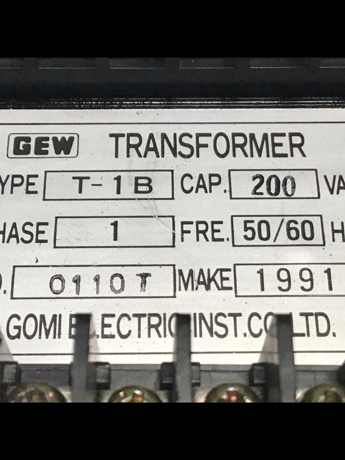 Used GOMI ELECTRIC 0.2 kVA Transformer T-1B 200VA #129552
