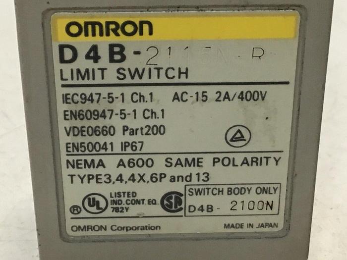 Used OMRON Limit Switch D4B-2115N-R #121505