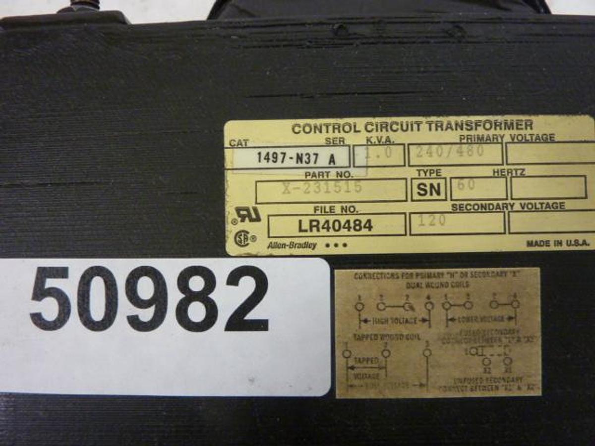 Used ALLEN BRADLEY 1 kVA Transformer 1497-N37 SER A Used
