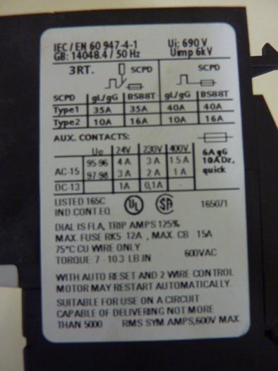 Used SIEMENS Overload Relay 3RU1116-1DB0 #57770