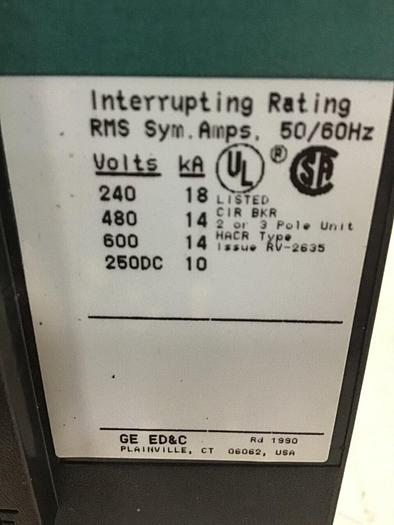 Used GE TED136050 Breaker & Disconnect 50 AMP USED #140572