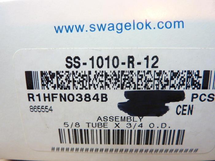 SWAGELOK Tube Fitting SS-1010-R-12 #41207