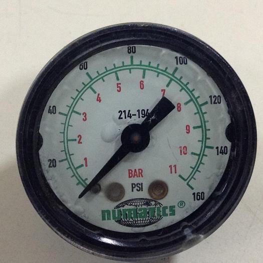 Used NUMATICS 0-160 PSI Pressure Gauge 214-194 #76764