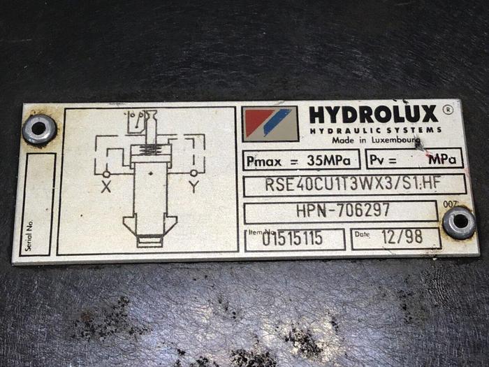 Used HYDROLUX Cartridge Valve RSE40CU1T3WX3/S1HF Used #137786