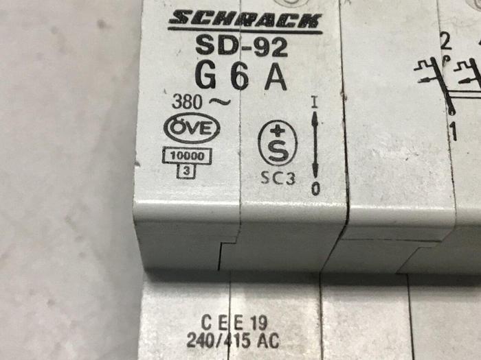 Used SCHRACK 6 Amp Circuit Breaker SD-92G 6A #119655