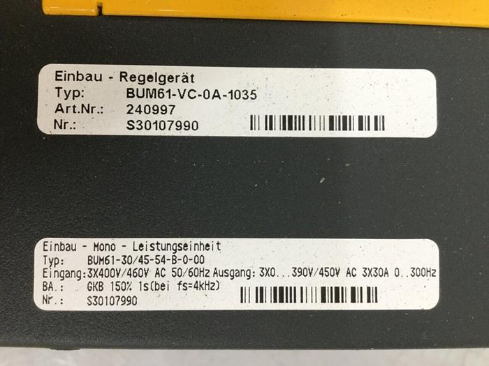 Used BAUMULLER Servo Drive BUM61-VC-0A-1035 / BUM61-30/45-54-B-0-00 Used