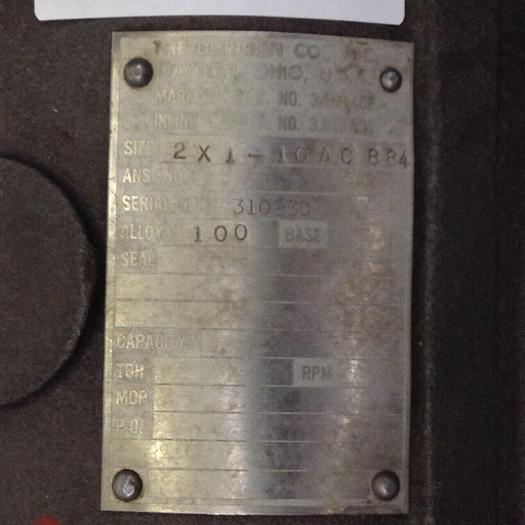 Used DURIRON Process Pump 2X1-10 AC 884 Used