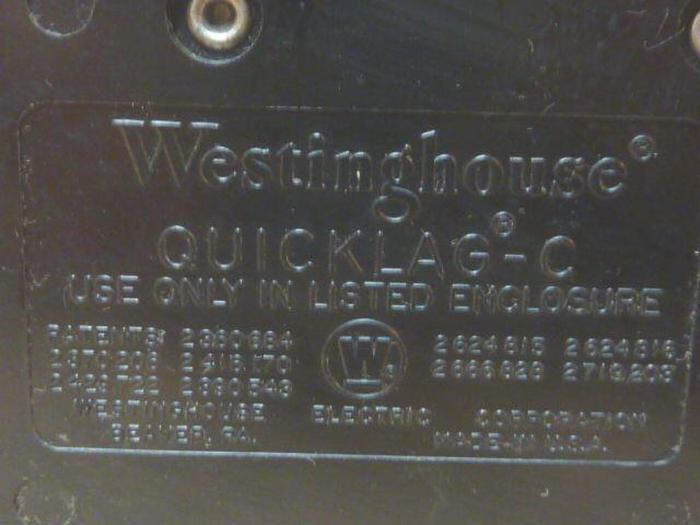 Used WESTINGHOUSE 20 Amp Circuit Breaker QUICKLAG QC120 #31371