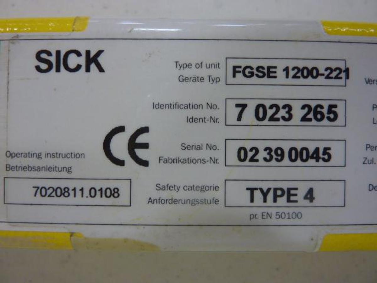 Used SICK OPTIC ELECTRONIC Light Curtain Receiver FGSE 1200-221 #49845