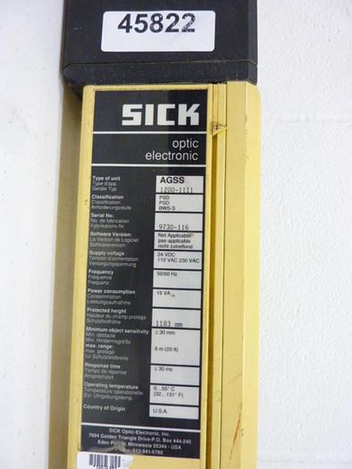 Used SICK OPTIC ELECTRONIC Light Curtain Sender AGSS 1200-1111 #50871