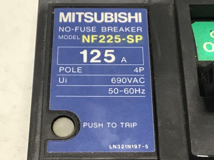 Used MITSUBISHI 125 Amp Circuit Breaker NF225-SP-125 #119964