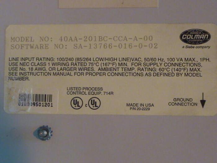 Used BARBER COLMAN Control Card Rack 40AA-201BC-CCA-A-00 #36004