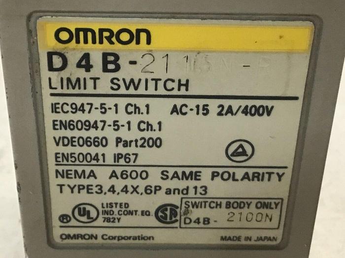 Used OMRON Limit Switch D4B-2115N-R #121508