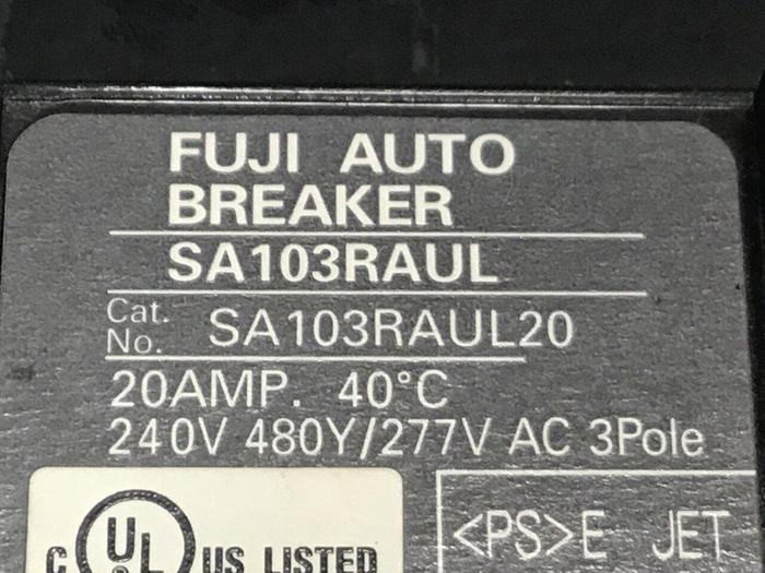 Used FUJI ELECTRIC 20 Amp Circuit Breaker SA103RAUL20 #119751