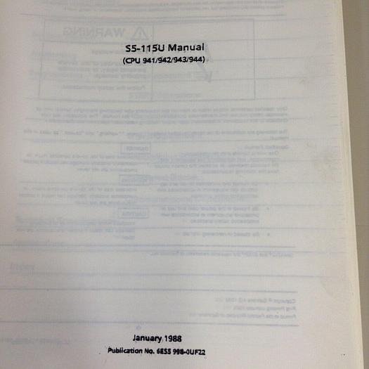 Used SIEMENS Simatic S5 Manual 6ES5 998-0UF22 #70742