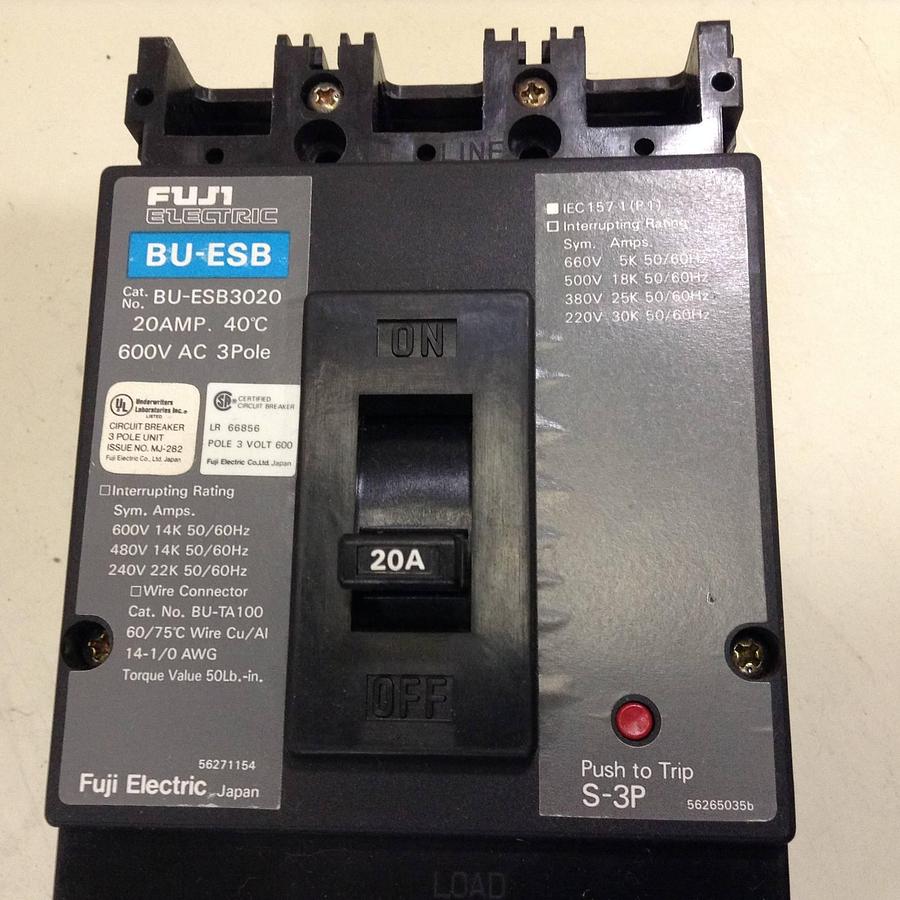 Used FUJI ELECTRIC 20 Amp Circuit Breaker BU-ESB3020 Used